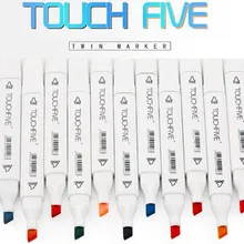 TOUCHFIVE, 6 цветов, ручка-маркер, двойная головка, эскиз, маркеры, кисть, ручка для рисования, манга, анимация, дизайн, товары для рукоделия, дизайнерский рисунок