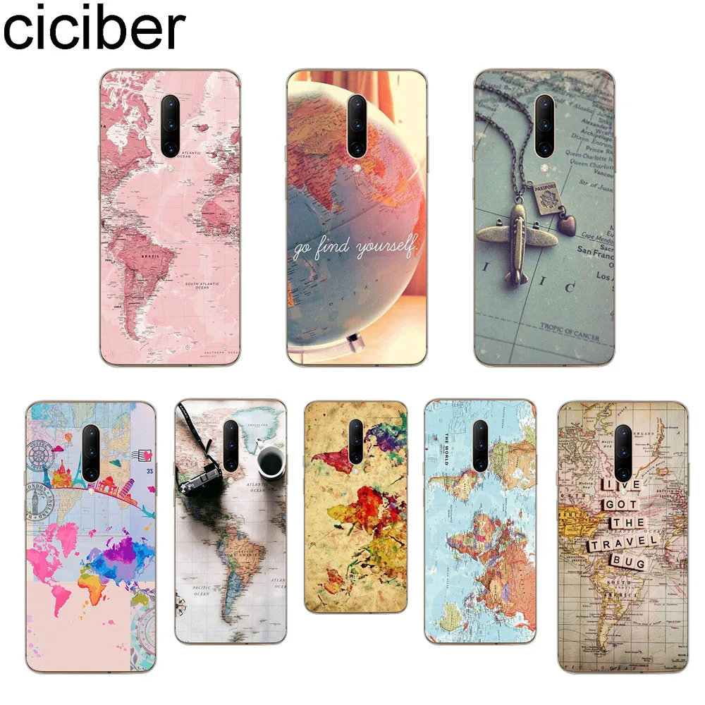 ciciber Travel map Phone Cases For font b Oneplus b font font b 7 b font