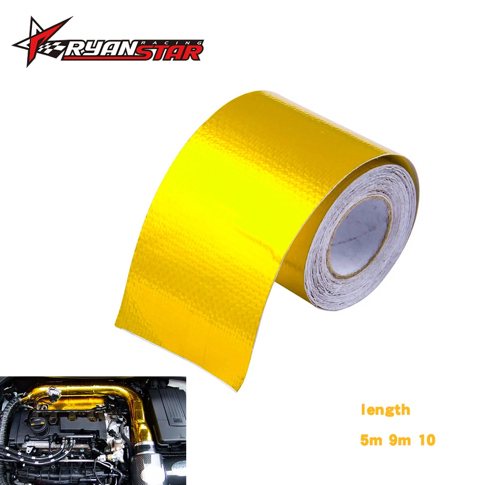 A Gold Thermal exhaust Tape Air Intake Heat Insulation Shield Wrap
