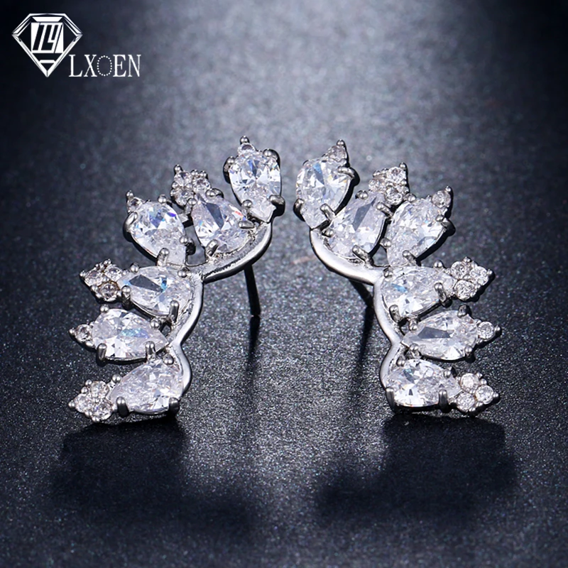 LXOEN богемные сережки-гвоздики серебристого цвета в стиле панк с голубыми кристаллами, серьги с цирконием маркизы, свадебные серьги женские, ювилирные изделия в подарок