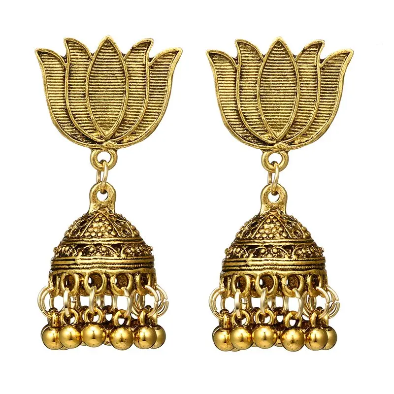 

Vintage Bollywood Gypsy Oxidized Gold Traditional Jhumka Jhumki Earrings