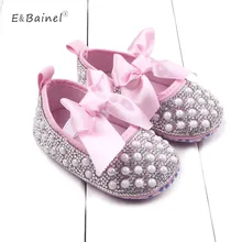 Обувь принцессы для девочек с украшением в виде кристаллов; обувь для маленьких девочек ручной работы с блестящими бусинами