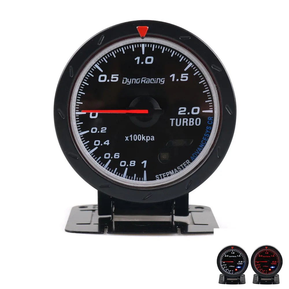 Dynoracing 60MM Racing Car Turbo Boost Gauge & Lighting BAR Black Face