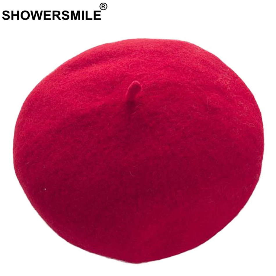 SHOWERSMILE колпачок из шерсти Для женщин бордовый Повседневное головной убор художника Женский милый британский стиль утконоса шляпа