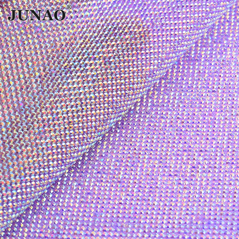 JUNAO SS6 исправление цветная AB сетчатая ткань со стразами Алмазный страз резиновая