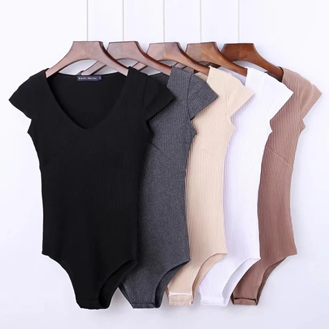 US $6.54 Summer jumpsuit romper bodysuit women sexy bodysuit female overalls Short sleeve playsuit coveralls