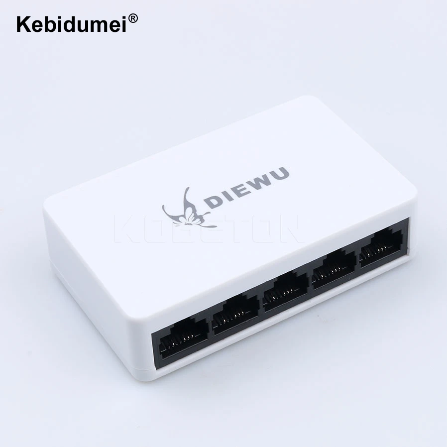 

High Performance 5 Ports Network Switch 10/100Mbps Fast Switch LAN Ethernet Network Switch Adapter with EU/US Power Supply