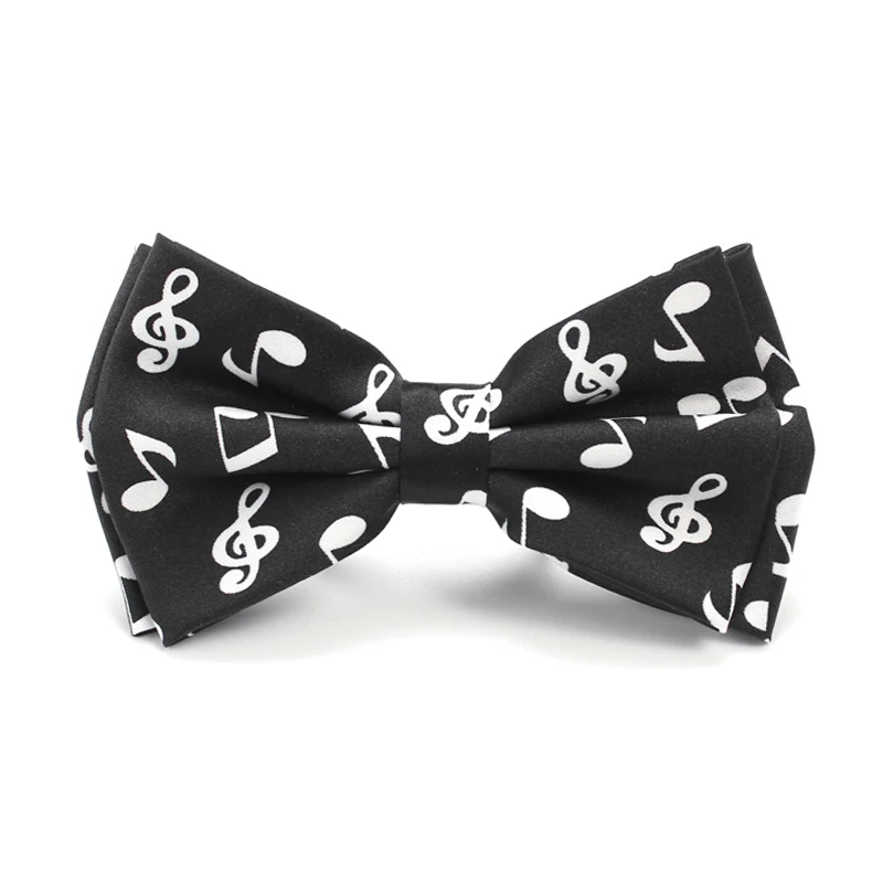 

Fashion white Musical Note Black Bow tie for Men Unisex Tuxedo Dress Bowtie Butterfly Brand New fine accessories Free shipping