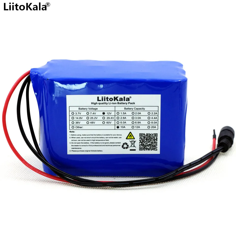 

Liitokala new high capacity protection 12V 10Ah lithium battery 18650 12V 10000mAh capacity LED lighting with DC plug 5.5*2.1mm