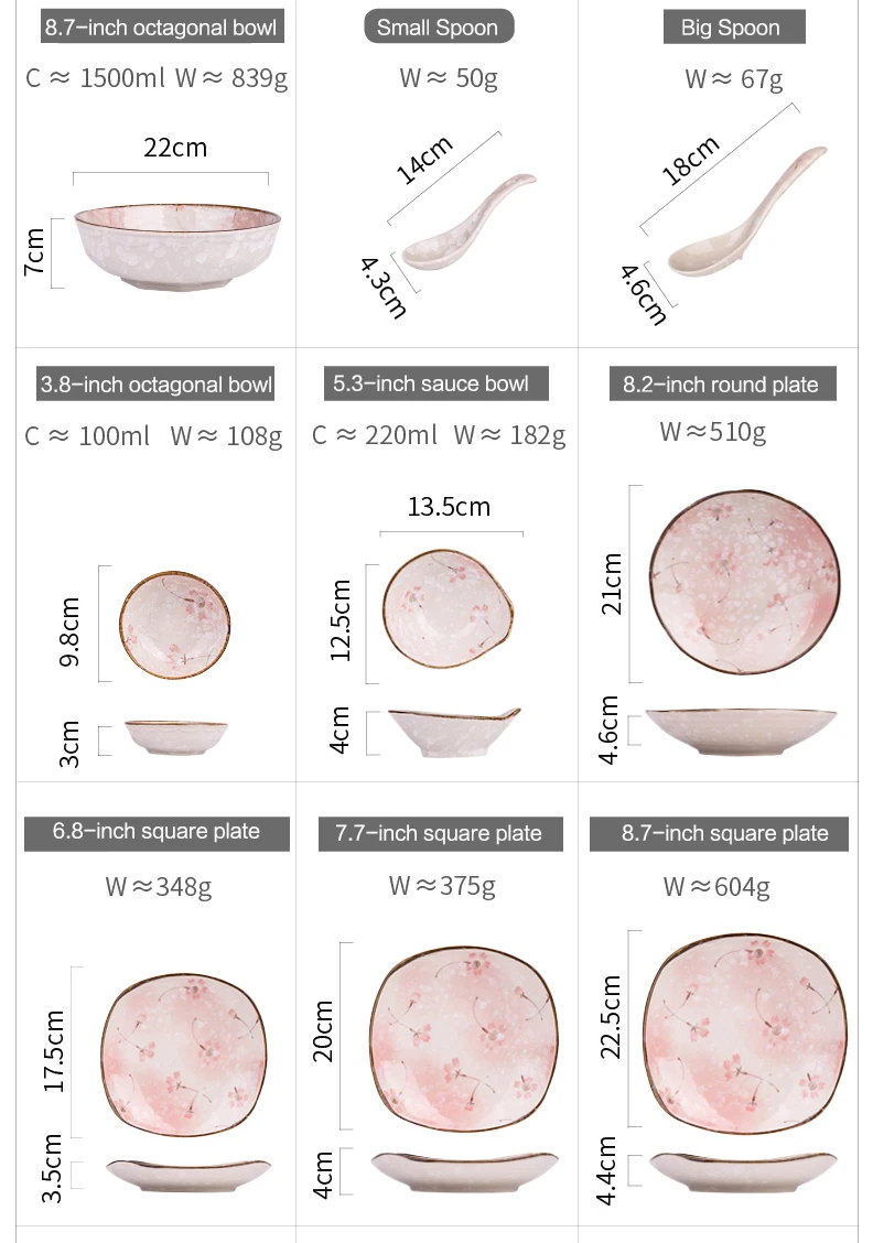 Японская цветущая вишня Снежинка глазурь ручная роспись керамическая посуда Ретро тарелка миска для риса набор бытовой посуды