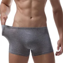 Bóxer De algodón para hombre, ropa interior De bambú, Sexy, sin entrepierna, Cuecas para hombre