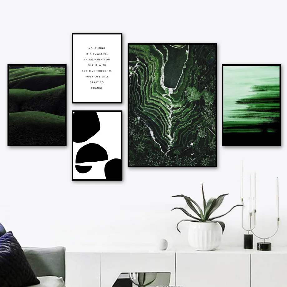 Hilly Grassland Terraced Field Abstract Nordic Posters And Prints Wall Art Canvas Painting Pictures For Living Room Decor | Дом и сад