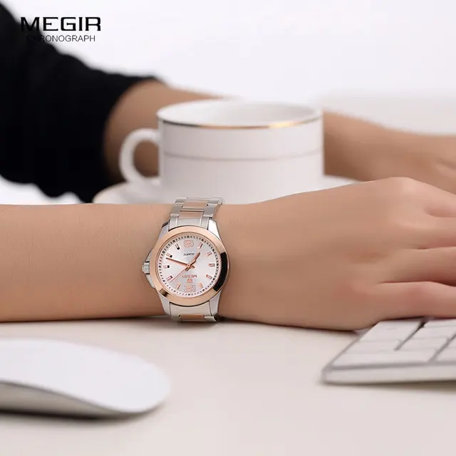 Megir Simple Steel Quartz Wrist Watches for Women Minimalism Analogue Watch for Woman Clock Hour Waterproof Relogios 5006L-7N0 3