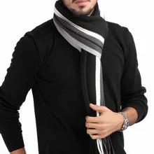Модный дизайнерский мужской классический кашемировый шарф, зимний теплый мягкий полосатый шалевая накидка с бахромой в виде кисточек, полосатый шарф, мужские шарфы