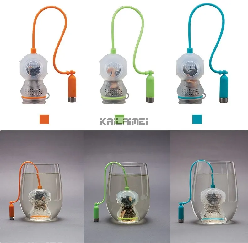 

100pcs Deep Tea Diver Tea Infuser - Cute Scuba Diving Loose Leaf Silicone Mug Cup Strainer Filter