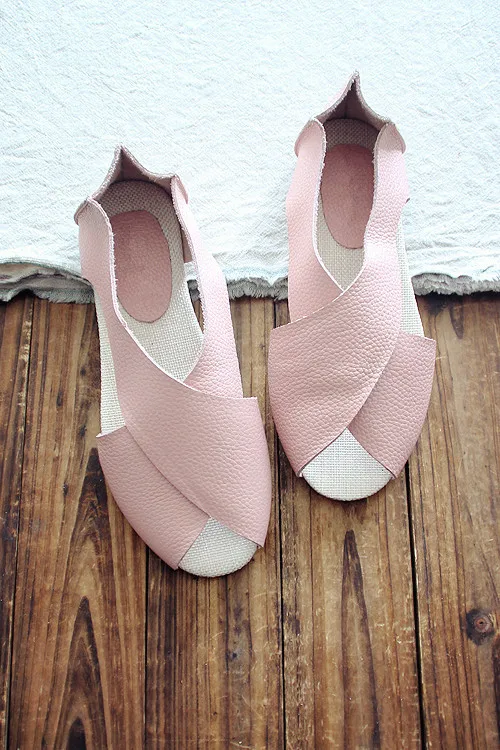 Careaymade-, новые летние женские сандалии из натуральной кожи Удобные сандалии с открытым носком женские тонкие туфли на мягкой подошве 4 цвета - Цвет: Pink