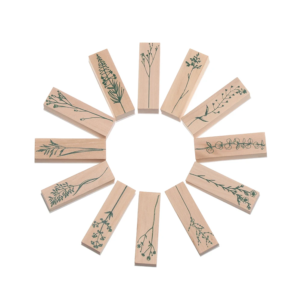 

Vintage Forest Plants Leaves Printed Stamp Daily Planner Decor Wooden Rubber Stamp for Scrapbooking DIY Crafts Drawing Supplies