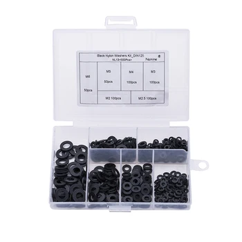 

250Pcs/500Pcs DIN125 ISO7089 M2 M2.5 M3 M4 M5 M6 Black Plastic Nylon Washer Plated Flat Spacer Washer Seals Gasket Ring NL13