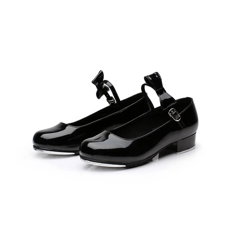 

MSMAX YZ-02 Children Shoes Girls Black Patent Leather Tap Shoes Professional Hasp Square Heel Soft Breathe Freely Tap Shoes