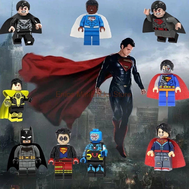 

Superman Set DC Movie Super Heroes Superman Superboy Batman Lantern Superman Aciton Figures Building Blocks Toys For Children