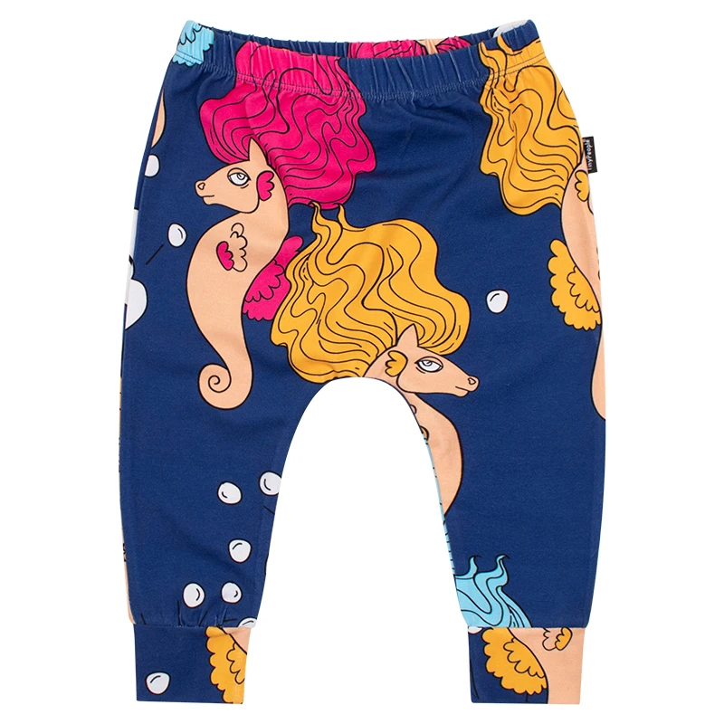 TinyPeople/Новинка; Детские хлопковые брюки с рисунком; сезон весна-лето; леггинсы для маленьких девочек и мальчиков; милые брюки для новорожденных - Цвет: Blue seahorse