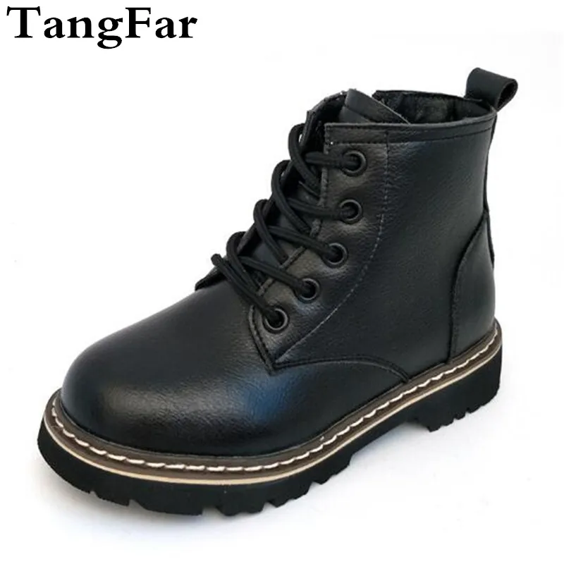 

Boys Girls Real Leather Martin Boot British Waterproof Children Military Training Ankle Bottes Sneakers Performance Shoe For Kid