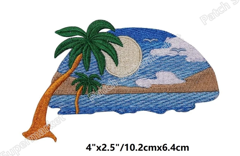 

Hawaii Tropical Sunset Sun Beach Travel Souvenir Patches Embroidered Iron On badge wappen clothing Outdoor bag accessories