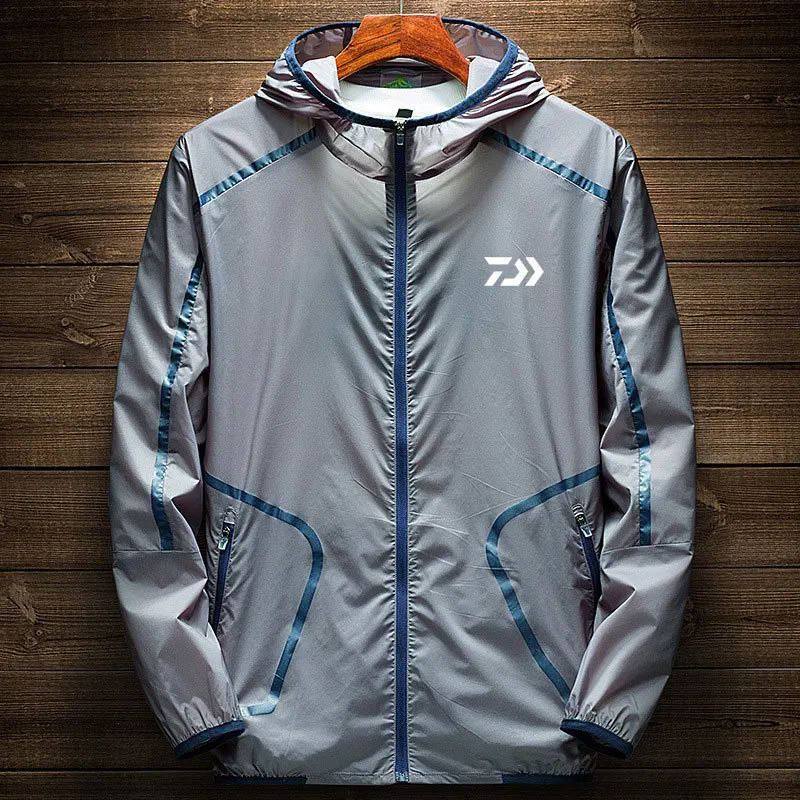 

New DAIWA Fishing Jacket Outdoor Sport Plus Size Men Long Sleeve Fishing Hooded Shirts Extra Thin Quick Dry Fishing Clothes