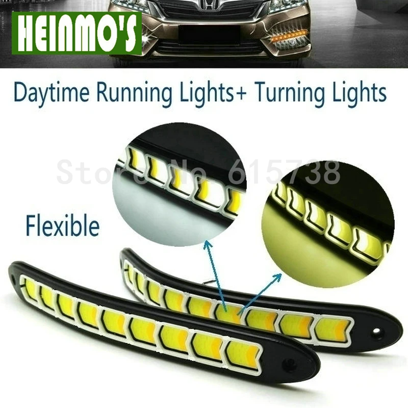 

2 In ONE Car Front Turn Signals And DRL Daytime Running Lights Flexible Car Day Light Turning Lights 12V