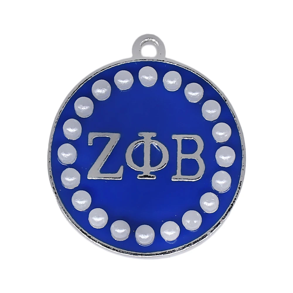 Новый дизайн эмалированная круглая металлическая этикетка ZETA PHI BETA жемчужная