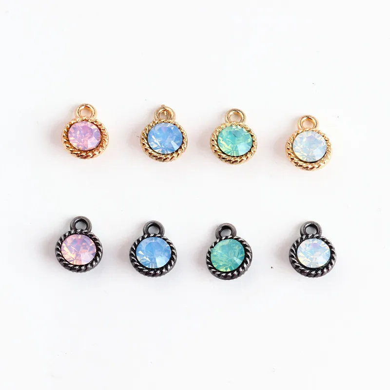 

MRHUANG 10pcs/lot Opal Rhinestone 9mm Charms Pendant for DIY Bracelet Necklace Jewelry Finding