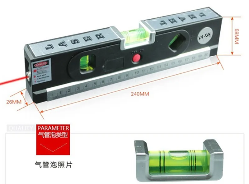 Лазер LV04 1 м алюминиевая пластина лазерный инструмент спиртовой уровень мини Лазерные уровни лазерный нивелир