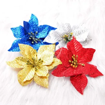 

Glitter Artificial Flowers Christmas Ornament Tree Decoration Wedding Party Artificial Flower Xmas Christmas Decoration for Home