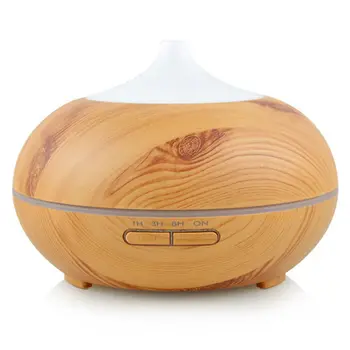 

300ml Wood Grain Ultrasonic Cool Mist Humidifier-Quiet Humidifier with Color LED Lights Changing & 4 Timer Settings for Yoga S