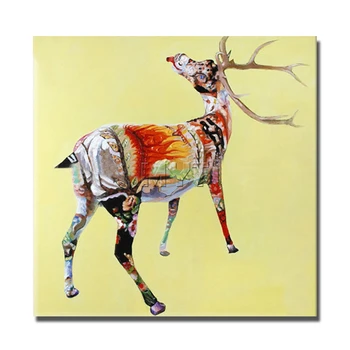 

Beautiful Color Deer no Framed and With framed Oil Painting Canvas Painting Living Room Decor Animal Painting Framed Photo