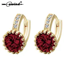 Cxwind Мода Круглый Кристалл Циркон серьги для Для женщин высокое качество ювелирные изделия красный/зеленый/розовый/коричневый/синий Шарм пирсинг серьги