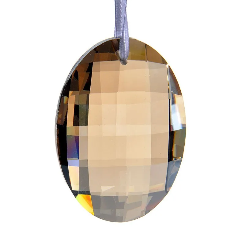 63mm Champagne Round Glass Crystal Prisms Suncatcher Pendants Chandeliers Parts Garland Chakra Spectra Lustres Lamp Hang Drops