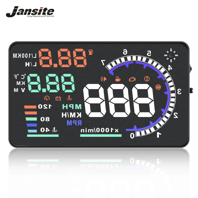 

Jansite HUD Head Up Display Car Overspeed Alarm Water Temperature Alarm icon panel OBDII interface Reflective Film Car-styling