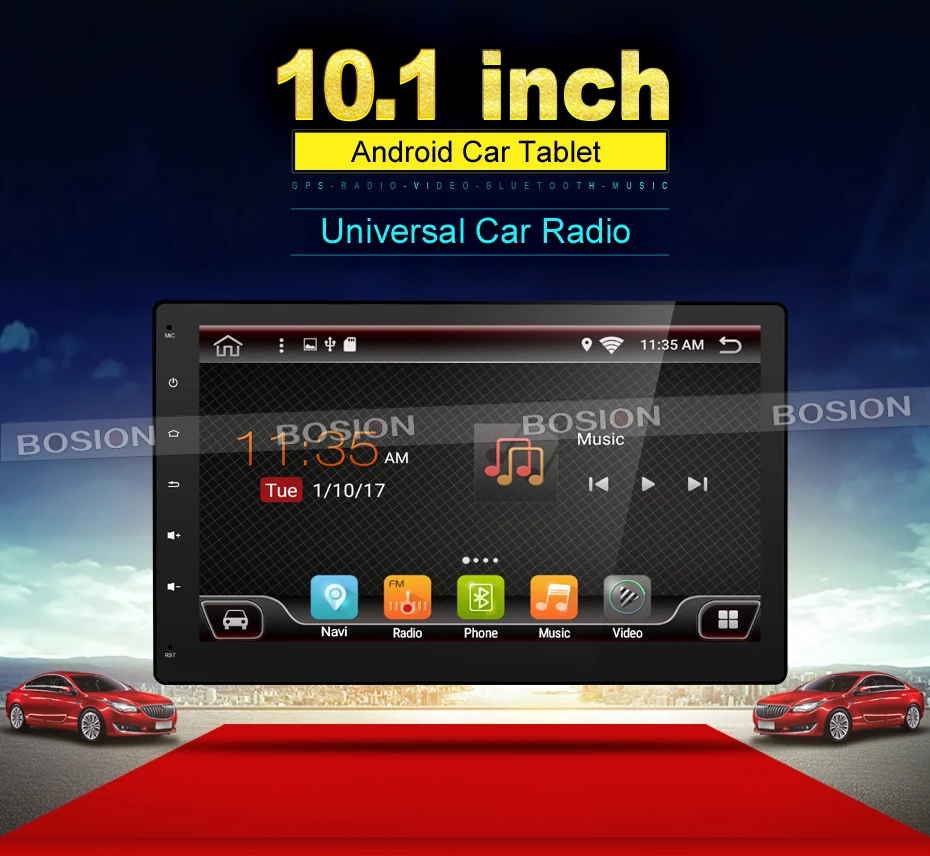 Top 2 Din Android 7.1 1024*600 Quad Core 10.1 inch Radio 2DIN Car GPS DVD Player Bluetooth Stereo GPS Navi RDS USB WIFI Multimedia 0