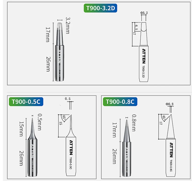 plastic welding sticks ATTEN Original authentic  T-900 Tip For 936 Solder Station welding sticks