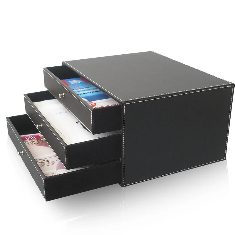 new 3 layer 3 drawer office desk file box organizer case wood structure