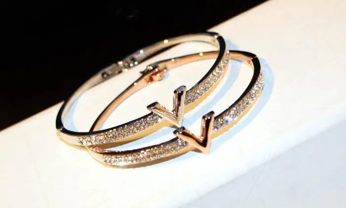 Браслет на руку с буквой V CZ и кристаллами, ювелирные изделия, Роскошные браслеты для женщин, манжета на руку, pulseiras para as mulheres