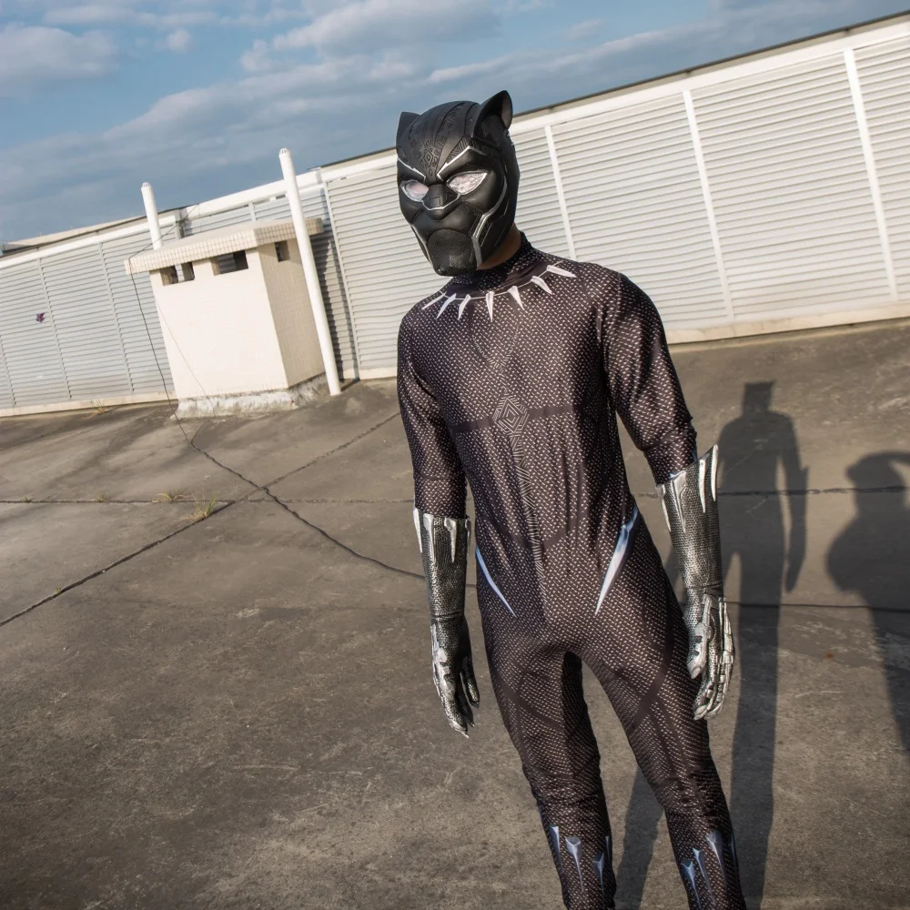 2018 Movie Black Panther Costume Jumpsuit Black Panther Cosplay Superhero Black Panther Zentai Suit New (8)