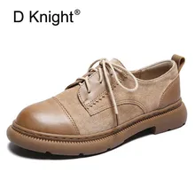 Женские туфли-оксфорды в стиле ретро; сезон весна; Новинка года; Туфли-броги на плоской подошве в британском стиле; женские повседневные туфли на плоской платформе со шнуровкой и круглым носком