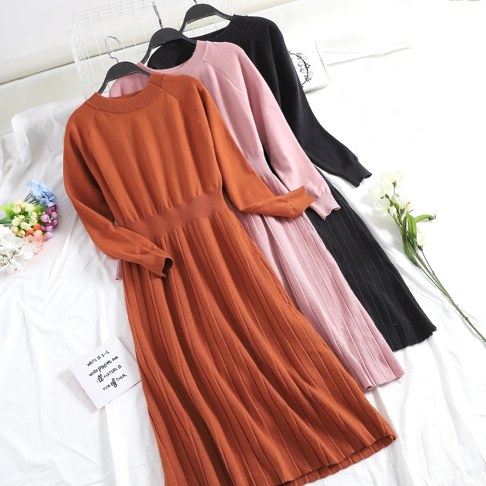 2018 Новое модное женское платье осень-зима длинное вязаное Женское vestidos | Женская