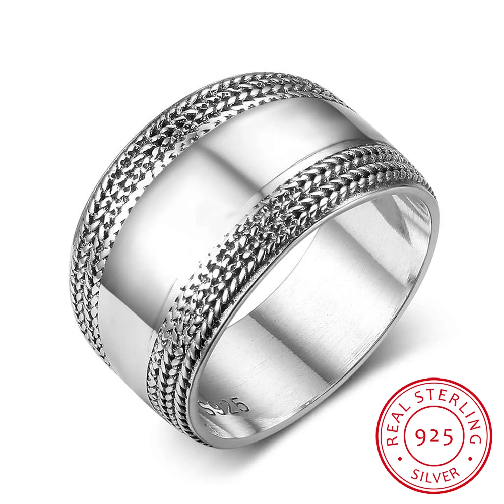 

Solid 925 Sterling Silver Rings For Women 13mm Width Laces Vintage Rings Silver Women Jewelry 2017 Fashion Gift(RI102794)
