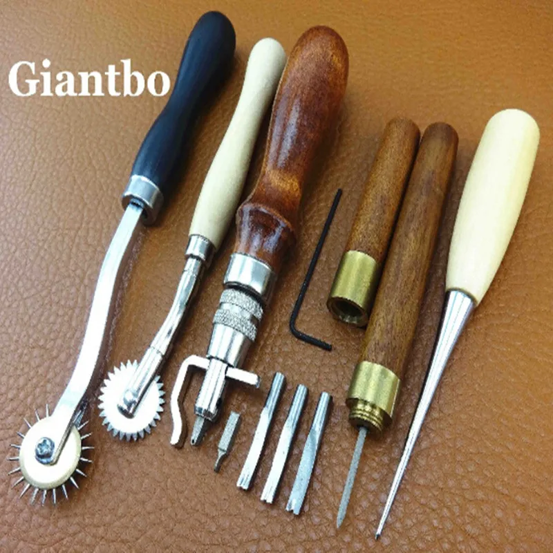 Leather Tools Kit Adjustable Stitching Groover Awl Over stitch wheel