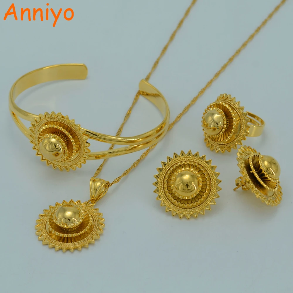 

Anniyo Ethiopian Jewelry Sets Traditional Festivals Gold Color Eritrea National Wedding Jewelry Gifts #007802
