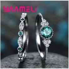 Модный Хрусталь, циркон, камень, обручальные кольца на палец, 925 пробы, серебряное кольцо на кастет для влюбленных, ювелирные изделия, зеленый, фиолетовый, синий