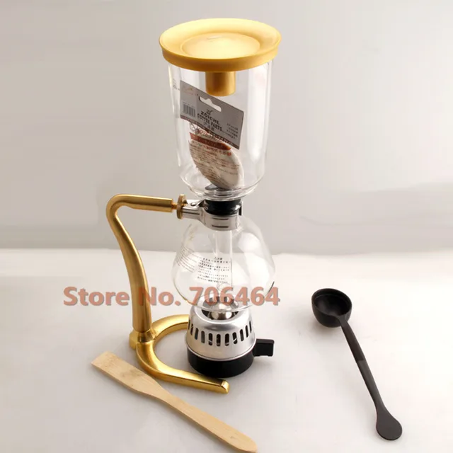 New Luxury 3 cups Siphon Gold Syphon coffee maker vacuum coffee brewer